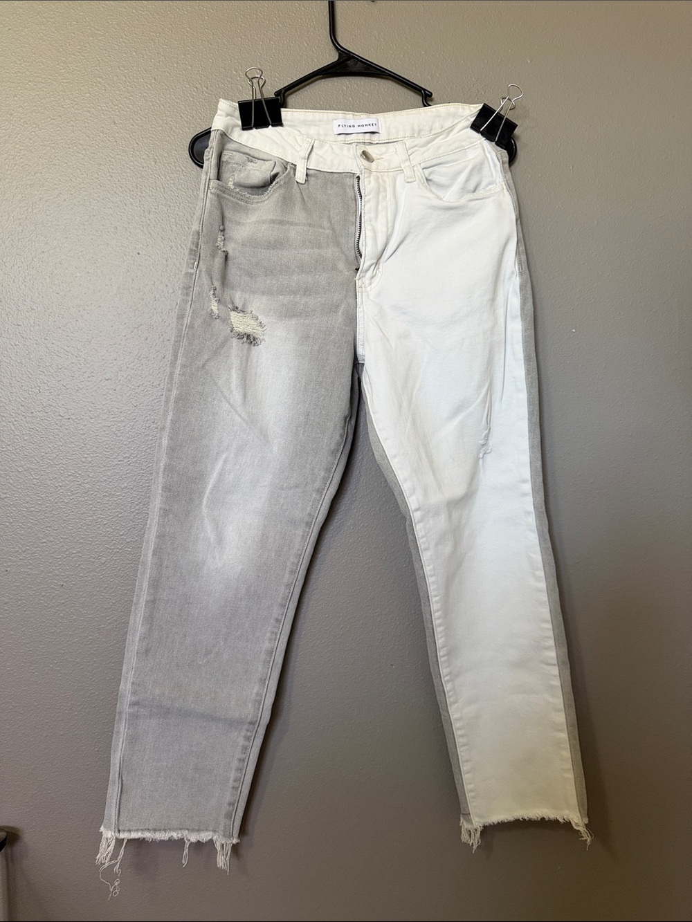 Women’s Flying Monkey white & Gray Two-Tone Jeans